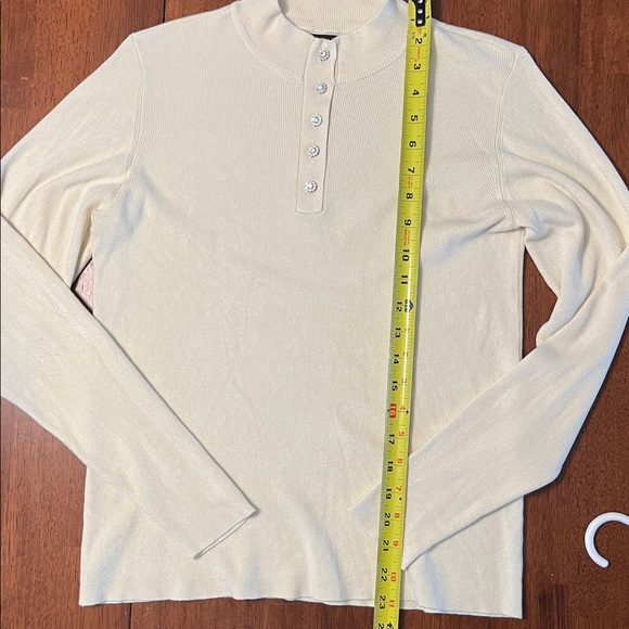 Vero Moda Cream Mock Neck Button Knit Sweater - Picture 6 of 7